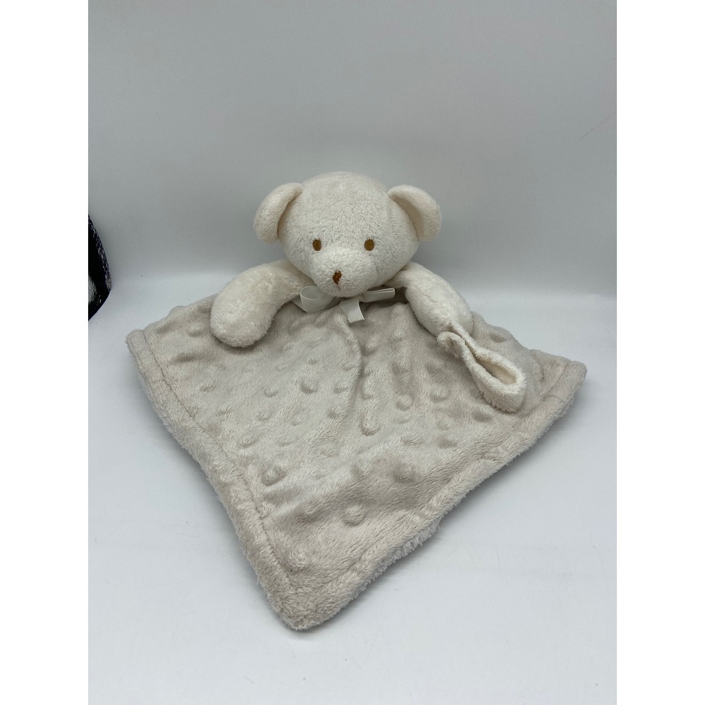 Blankets & Beyond Teddy Bear Baby Security Blanket Taupe Cream Minky Dot Lovey